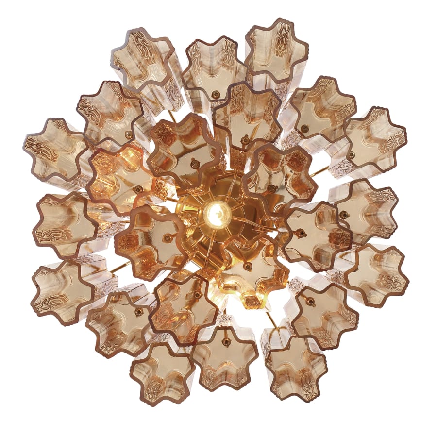 Addis 4 Light 18in Semi - Flush Waterfall Ceiling Fixture Amber Glass - Cyran Lamps