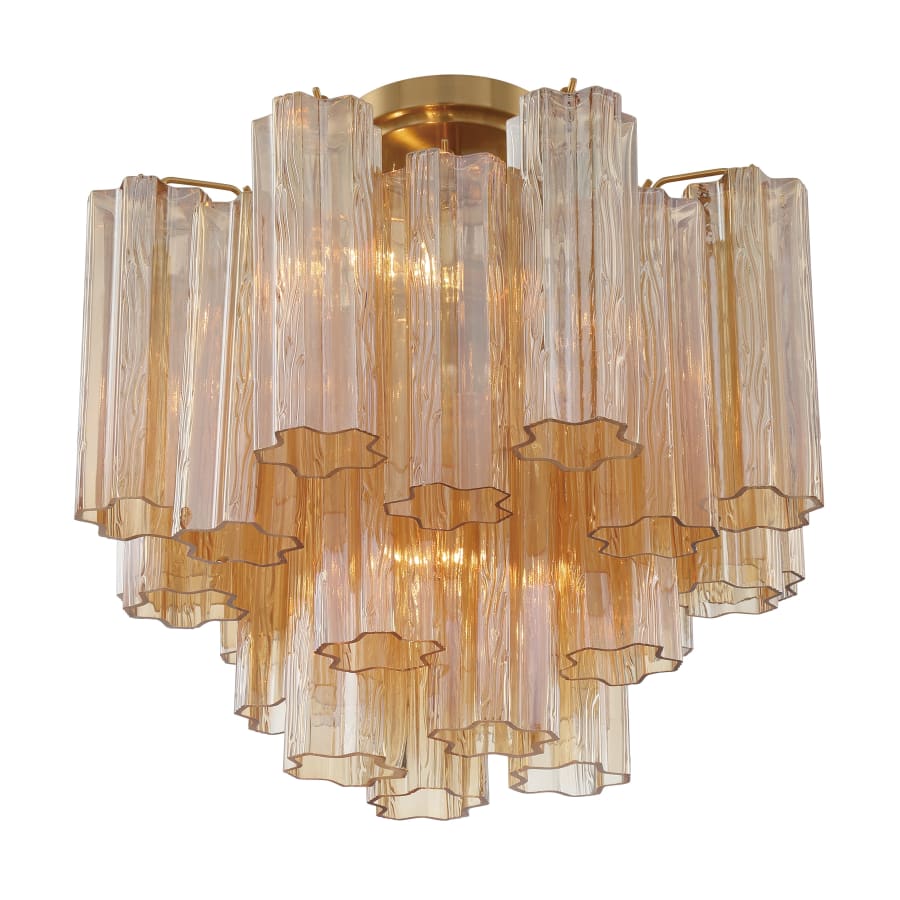 Addis 4 Light 18in Semi - Flush Waterfall Ceiling Fixture Amber Glass - Cyran Lamps
