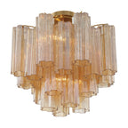 Addis 4 Light 18in Semi - Flush Waterfall Ceiling Fixture Amber Glass - Cyran Lamps