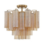 Addis 4 Light 18in Semi - Flush Waterfall Ceiling Fixture Amber Glass - Cyran Lamps