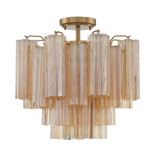 Addis 4 Light 18in Semi - Flush Waterfall Ceiling Fixture Amber Glass - Cyran Lamps