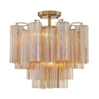 Addis 4 Light 18in Semi - Flush Waterfall Ceiling Fixture Amber Glass - Cyran Lamps