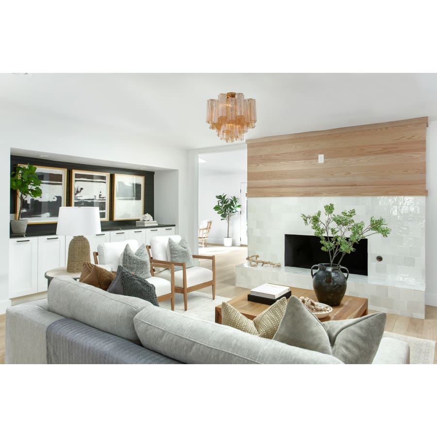 Addis 4 Light 18in Semi - Flush Waterfall Ceiling Fixture Amber Glass - Cyran Lamps