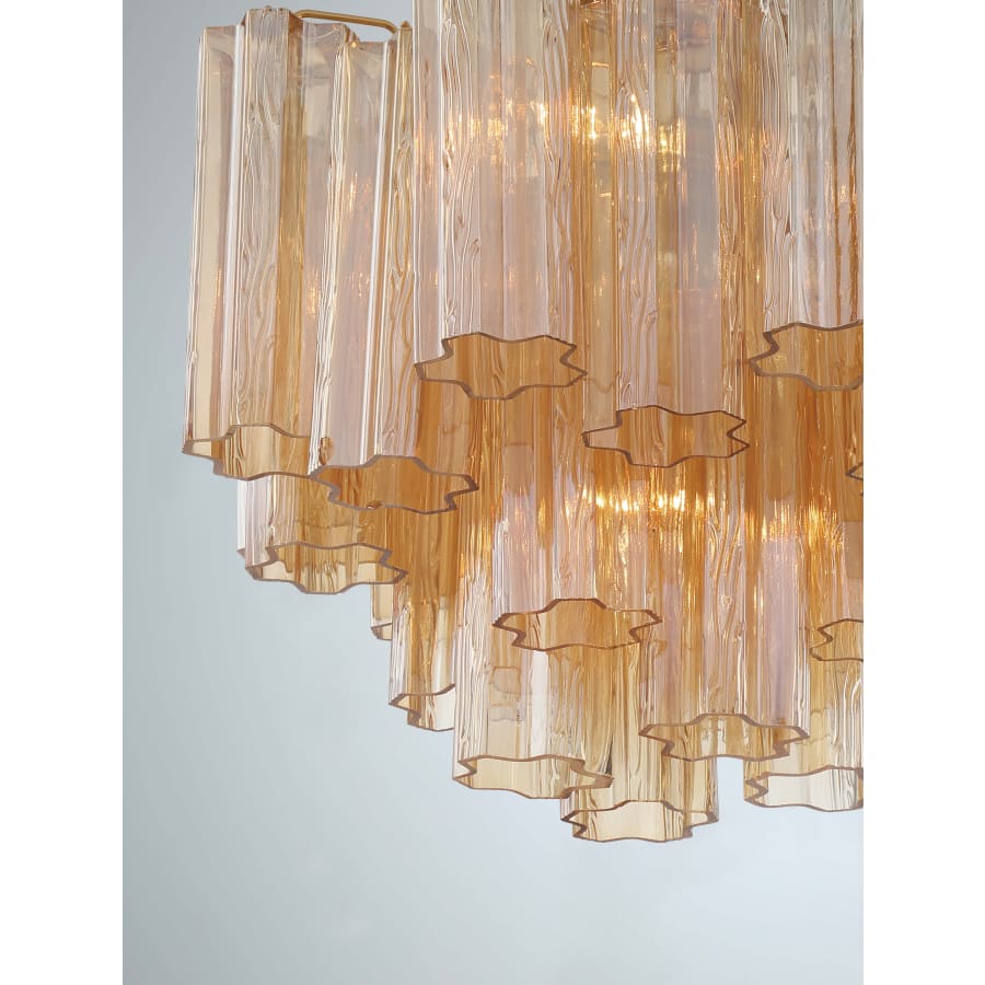 Addis 4 Light 18in Semi - Flush Waterfall Ceiling Fixture Amber Glass - Cyran Lamps