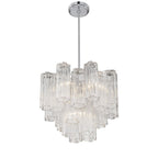 Addis 4 - Light 18in Waterfall Chandelier Clear Glass Aged Brass - Cyran Lamps