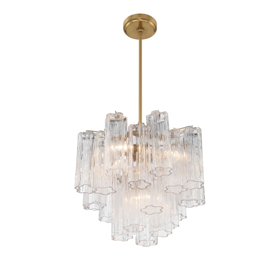Addis 4 - Light 18in Waterfall Chandelier Clear Glass Aged Brass - Cyran Lamps