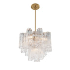 Addis 4 - Light 18in Waterfall Chandelier Clear Glass Aged Brass - Cyran Lamps