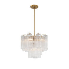Addis 4 - Light 18in Waterfall Chandelier Clear Glass Aged Brass - Cyran Lamps