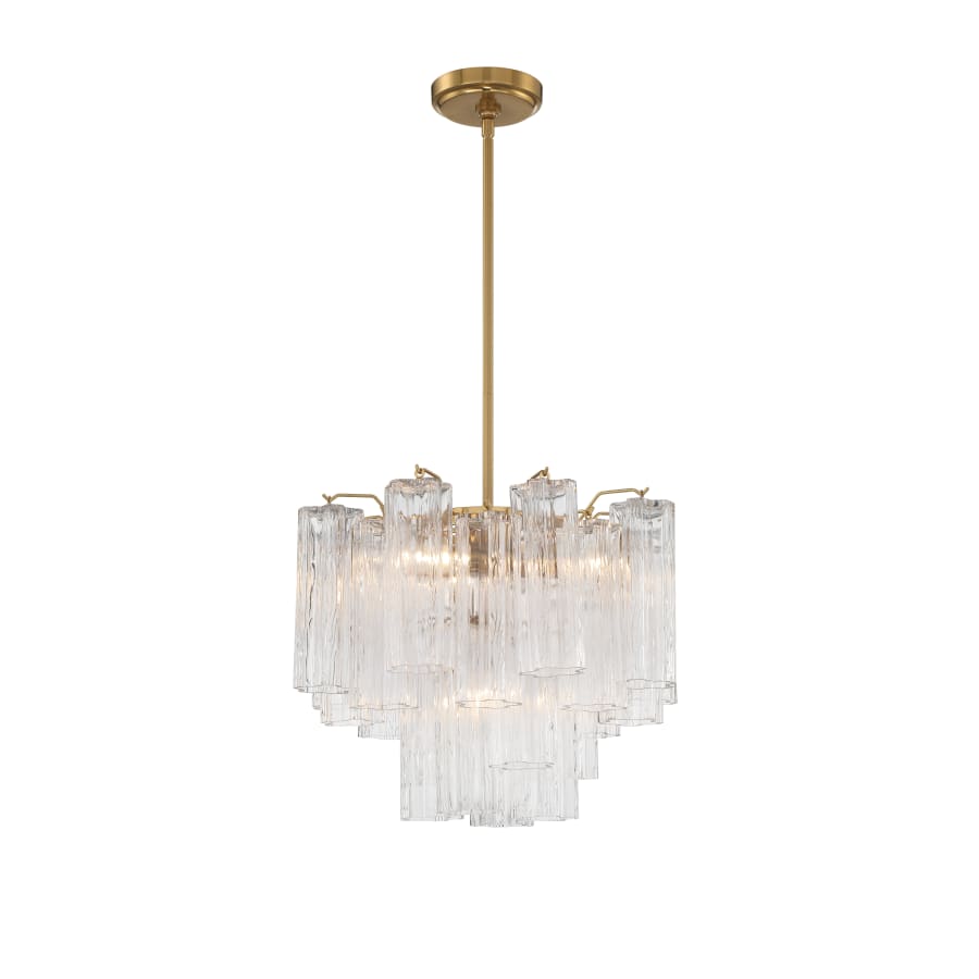 Addis 4 - Light 18in Waterfall Chandelier Clear Glass Aged Brass - Cyran Lamps