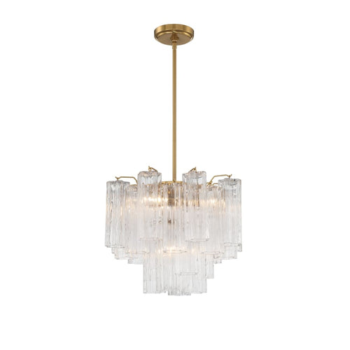 Addis 4 - Light 18in Waterfall Chandelier Clear Glass Aged Brass - Cyran Lamps