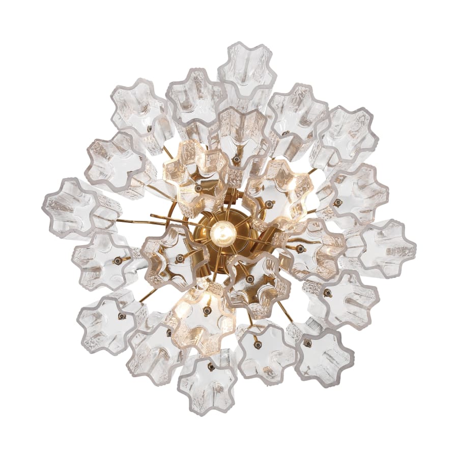 Addis 4 - Light 18in Waterfall Chandelier Clear Glass Aged Brass - Cyran Lamps