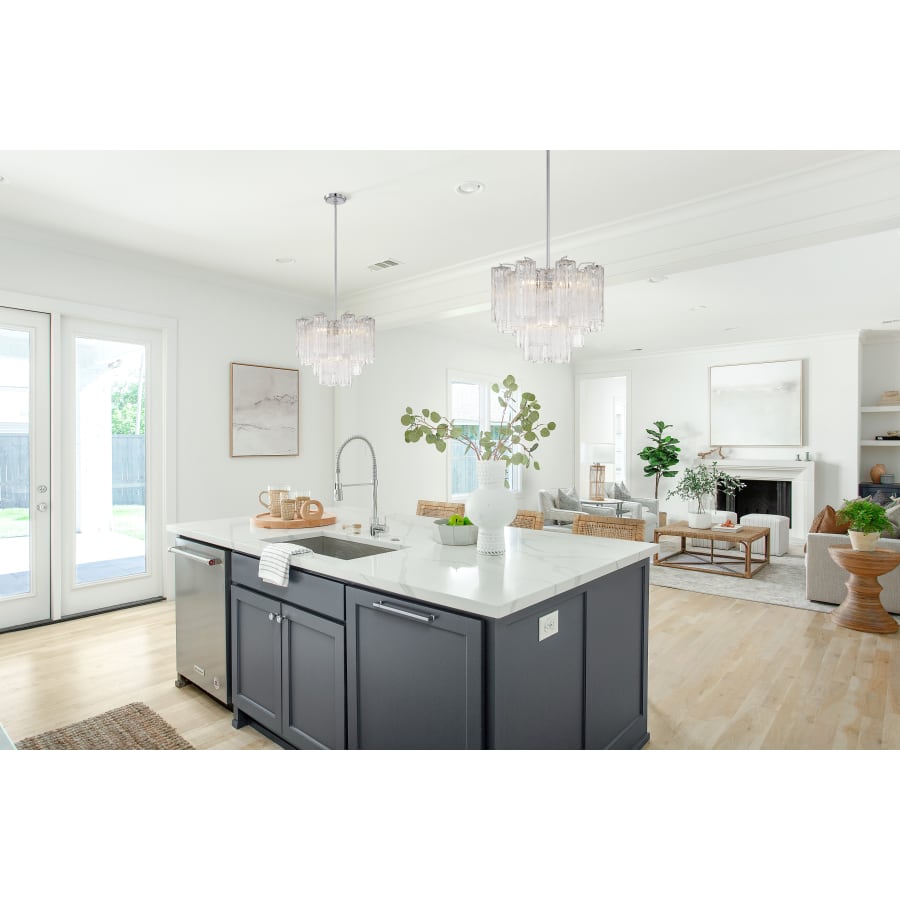 Addis 4 - Light 18in Waterfall Chandelier Clear Glass Aged Brass - Cyran Lamps