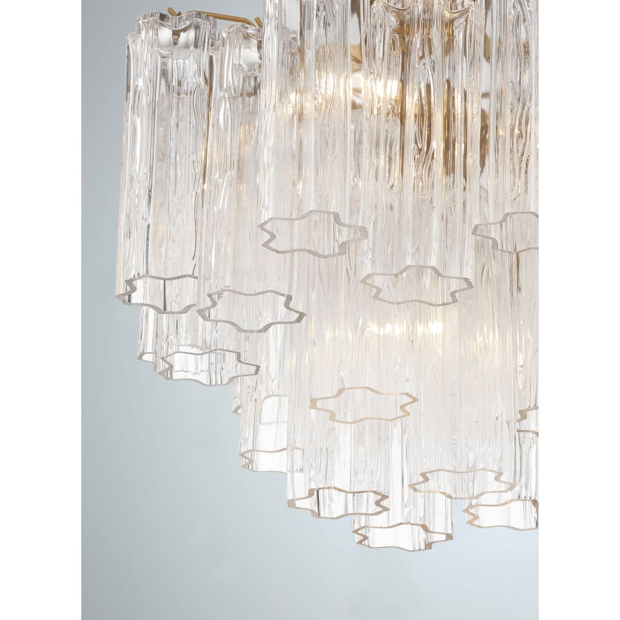 Addis 4 - Light 18in Waterfall Chandelier Clear Glass Aged Brass - Cyran Lamps