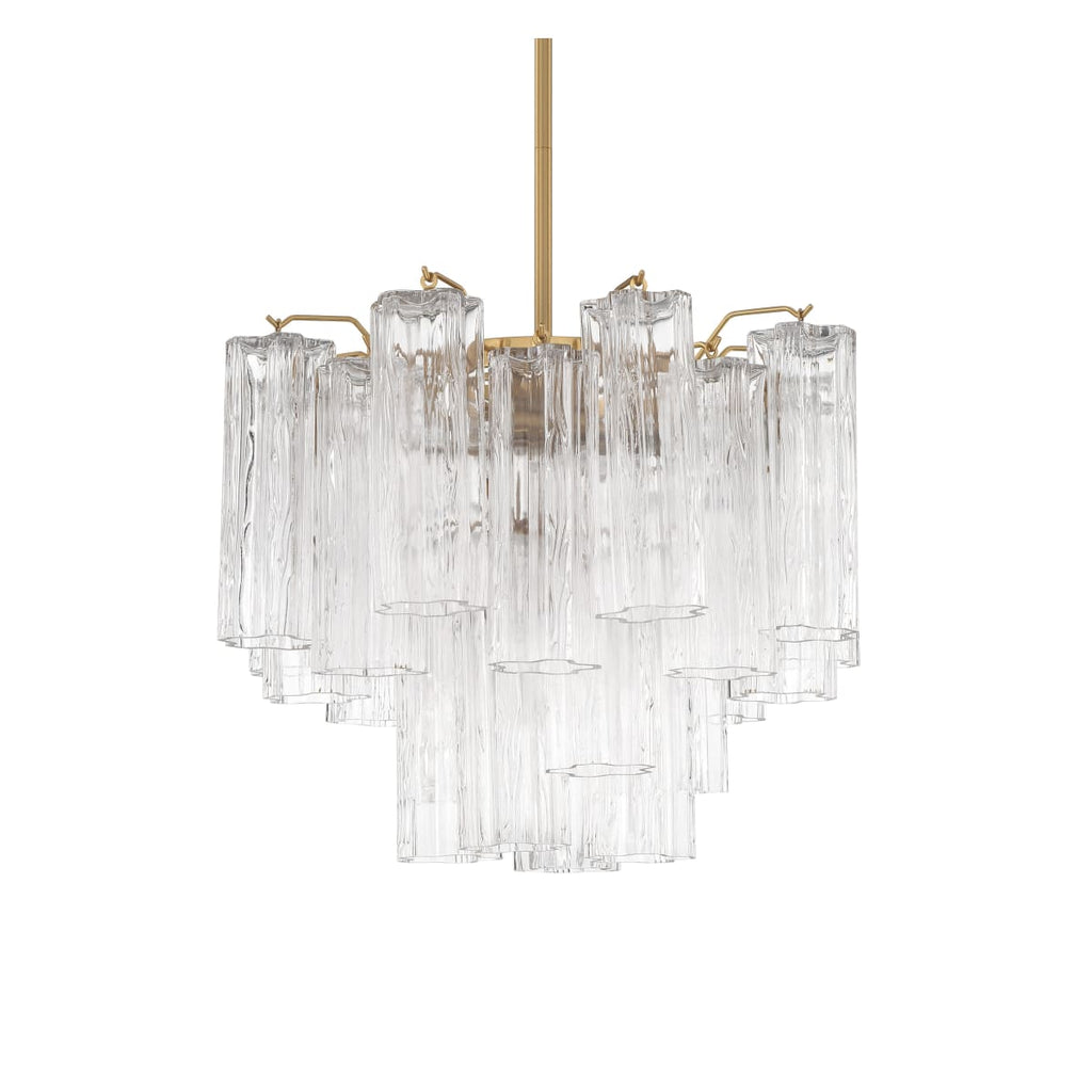 Addis 4 - Light 18in Waterfall Chandelier Clear Glass Aged Brass - Cyran Lamps