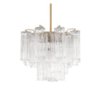 Addis 4 - Light 18in Waterfall Chandelier Clear Glass Aged Brass - Cyran Lamps