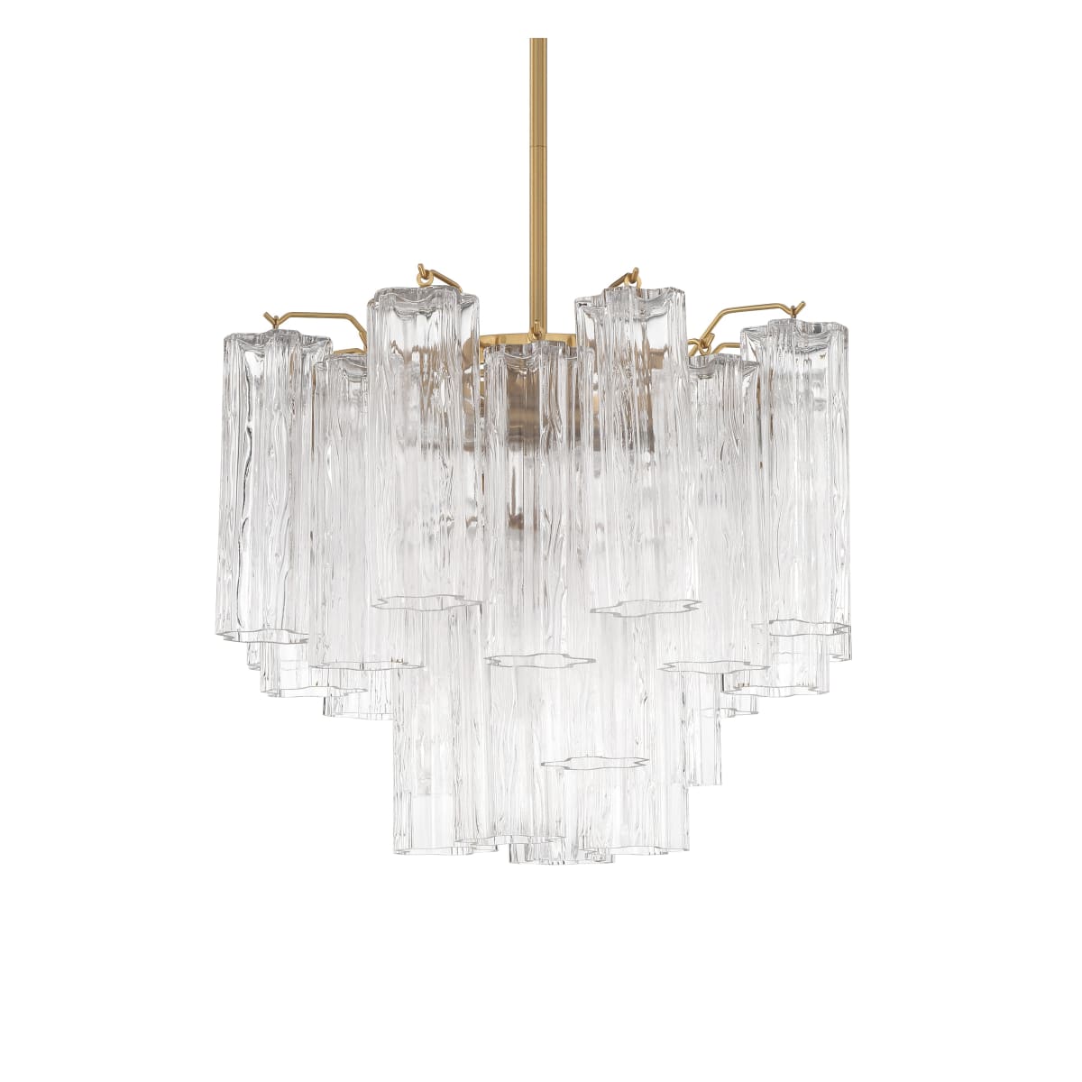 Addis 4 - Light 18in Waterfall Chandelier Clear Glass Aged Brass - Cyran Lamps