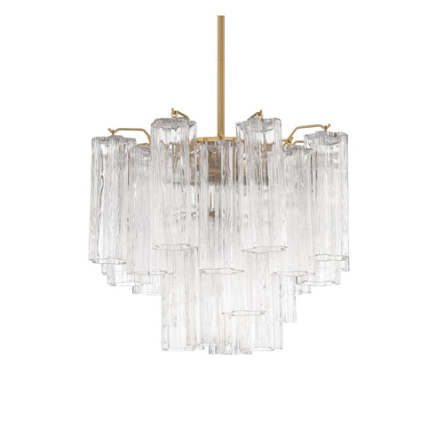 Addis 4 - Light 18in Waterfall Chandelier Clear Glass Aged Brass - Cyran Lamps