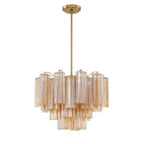 Addis 6 Light Waterfall Chandelier Aged Brass 20in Amber - Cyran Lamps