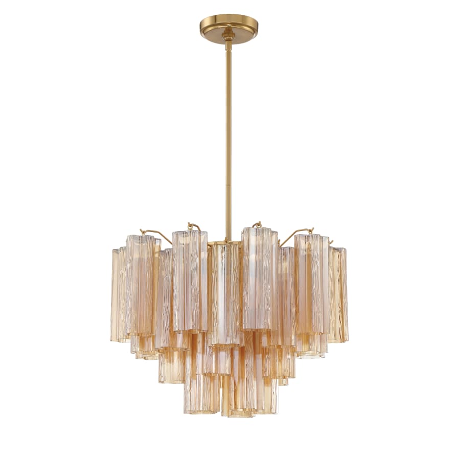 Addis 6 Light Waterfall Chandelier Aged Brass 20in Amber - Cyran Lamps