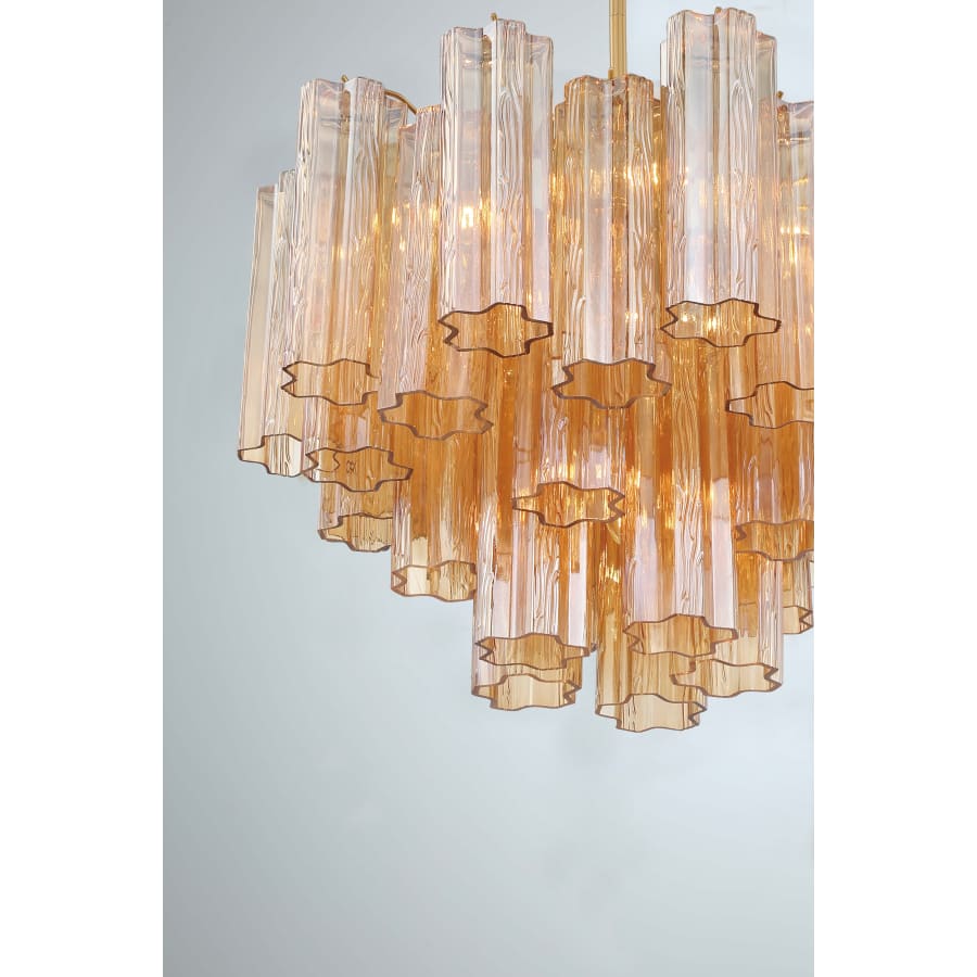 Addis 6 Light Waterfall Chandelier Aged Brass 20in Amber - Cyran Lamps