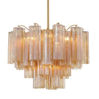 Addis 6 Light Waterfall Chandelier Aged Brass 20in Amber - Cyran Lamps