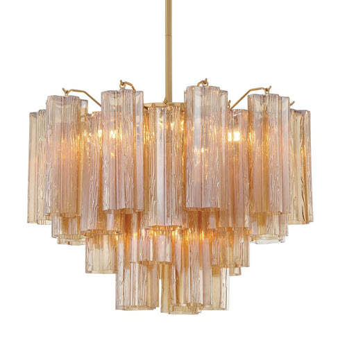 Addis 6 Light Waterfall Chandelier Aged Brass 20in Amber - Cyran Lamps