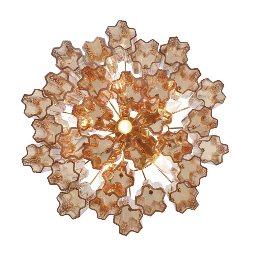 Addis 6 Light Waterfall Chandelier Aged Brass 20in Amber - Cyran Lamps