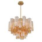 Addis 6 Light Waterfall Chandelier Aged Brass 20in Amber - Cyran Lamps