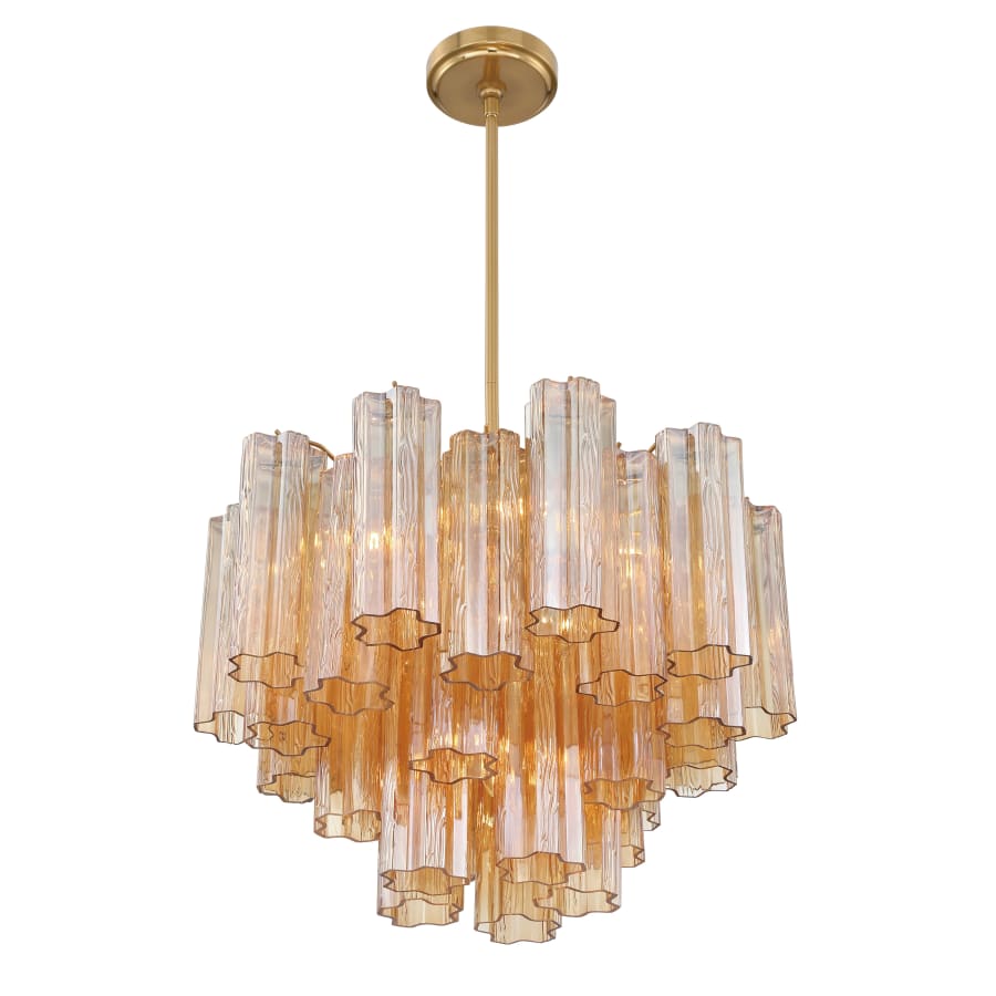 Addis 6 Light Waterfall Chandelier Aged Brass 20in Amber - Cyran Lamps