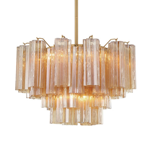 Addis 9 Light Waterfall Chandelier 22in Amber Glass - Cyran Lamps
