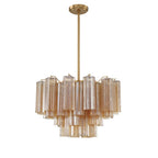 Addis 9 Light Waterfall Chandelier 22in Amber Glass - Cyran Lamps