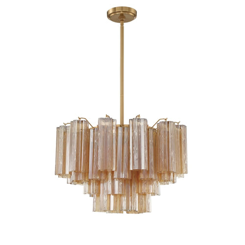 Addis 9 Light Waterfall Chandelier 22in Amber Glass - Cyran Lamps