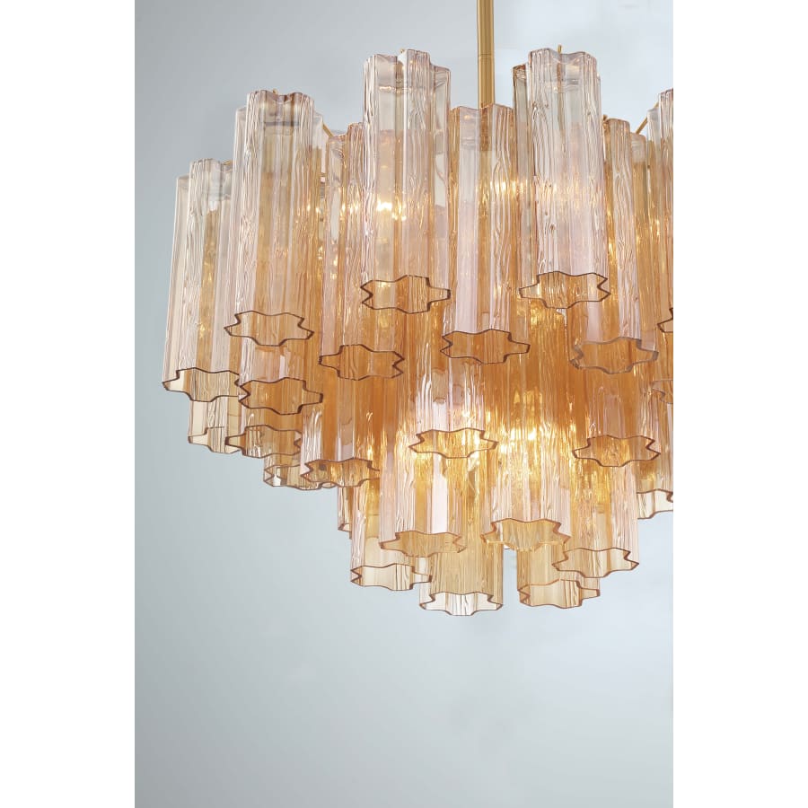 Addis 9 Light Waterfall Chandelier 22in Amber Glass - Cyran Lamps