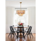 Addis 9 Light Waterfall Chandelier 22in Amber Glass - Cyran Lamps