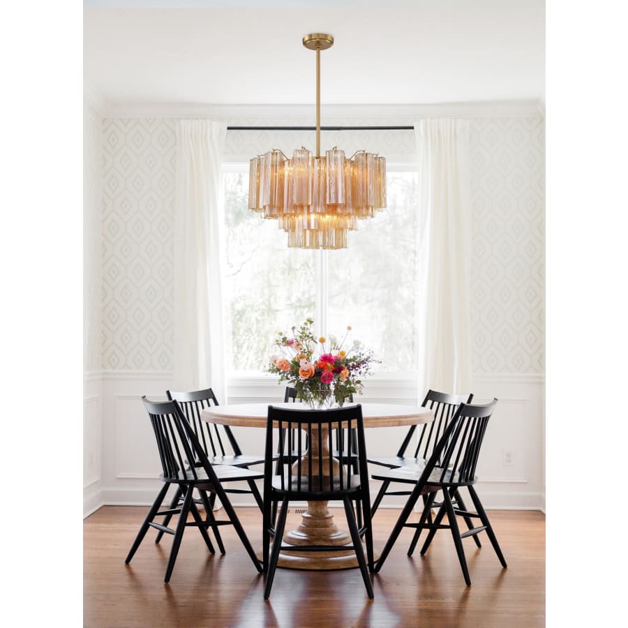 Addis 9 Light Waterfall Chandelier 22in Amber Glass - Cyran Lamps