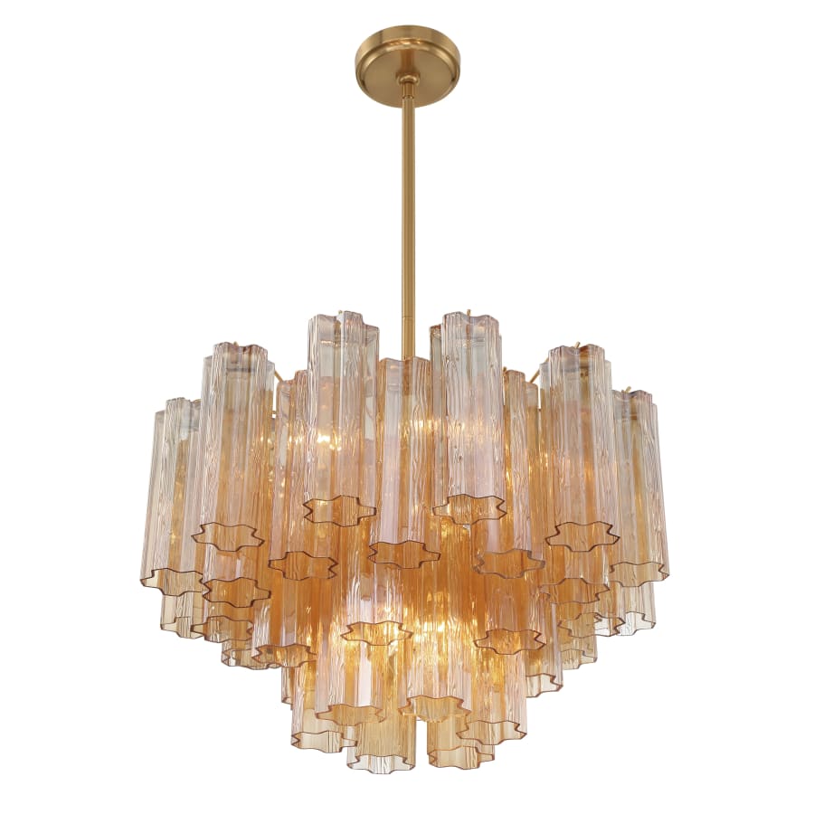 Addis 9 Light Waterfall Chandelier 22in Amber Glass - Cyran Lamps
