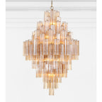 Addis Lighting Group Addis 20 Light 31in Crystal Waterfall Chandelier Aged Brass - Cyran Lamps