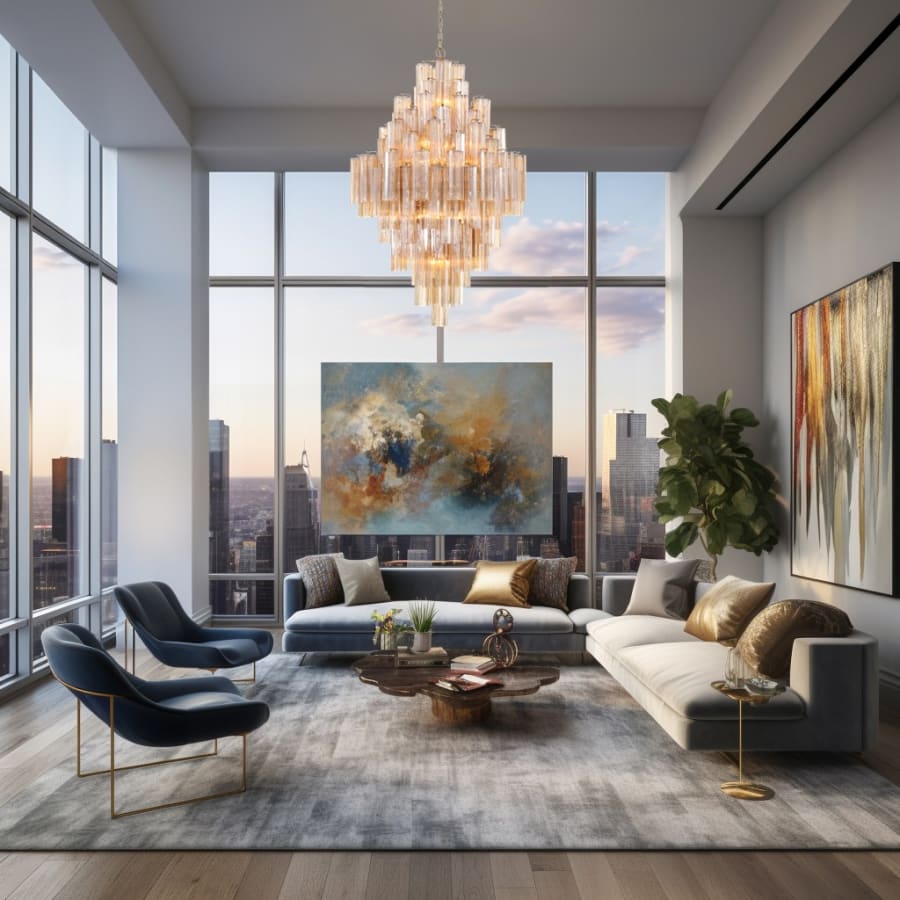 Addis Lighting Group Addis 20 Light 31in Crystal Waterfall Chandelier Aged Brass - Cyran Lamps