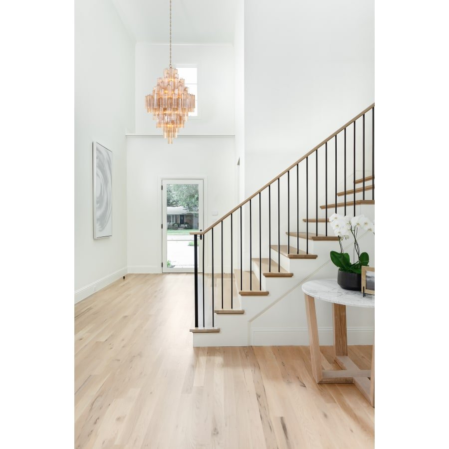 Addis Lighting Group Addis 20 Light 31in Crystal Waterfall Chandelier Aged Brass - Cyran Lamps