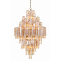 Addis Lighting Group Addis 20 Light 31in Crystal Waterfall Chandelier Aged Brass - Cyran Lamps