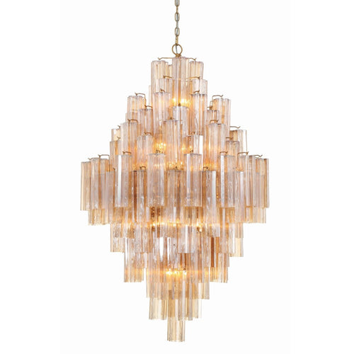 Addis Lighting Group Addis 20 Light 31in Crystal Waterfall Chandelier Aged Brass - Cyran Lamps