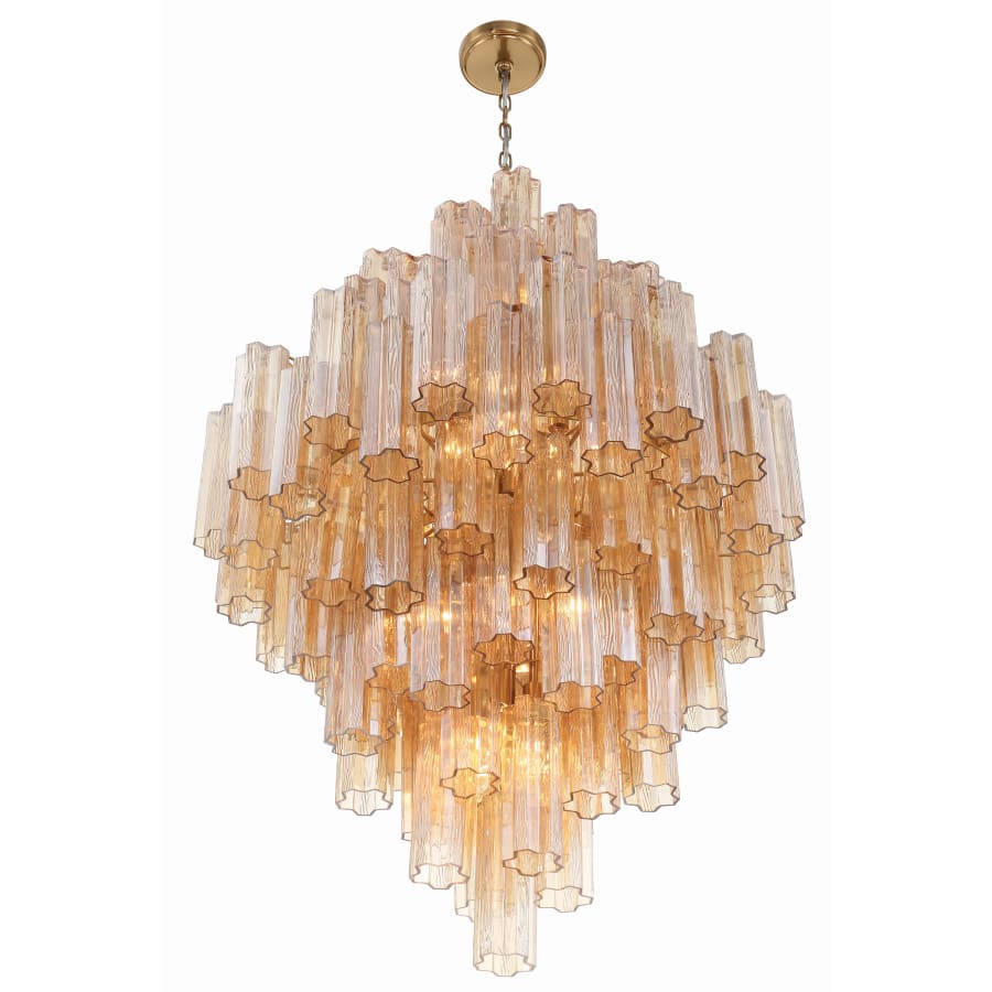 Addis Lighting Group Addis 20 Light 31in Crystal Waterfall Chandelier Aged Brass - Cyran Lamps