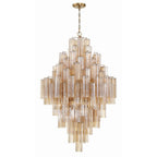 Addis Lighting Group Addis 20 Light 31in Crystal Waterfall Chandelier Aged Brass - Cyran Lamps