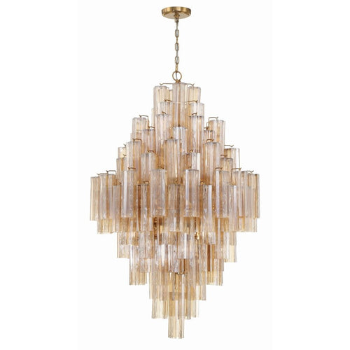 Addis Lighting Group Addis 20 Light 31in Crystal Waterfall Chandelier Aged Brass - Cyran Lamps