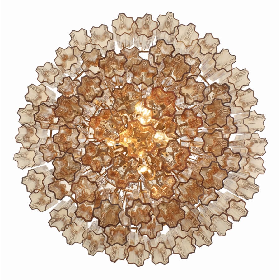 Addis Lighting Group Addis 20 Light 31in Crystal Waterfall Chandelier Aged Brass - Cyran Lamps
