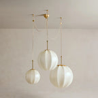 Agnes Multi - Globe Ribbed Opal Glass Chandelier - Cyran Lamps