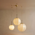 Agnes Multi - Globe Ribbed Opal Glass Chandelier - Cyran Lamps