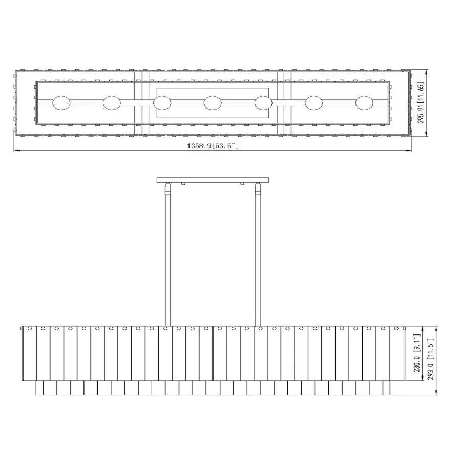 Aimee Linear Glass Chandelier - Cyran Lamps