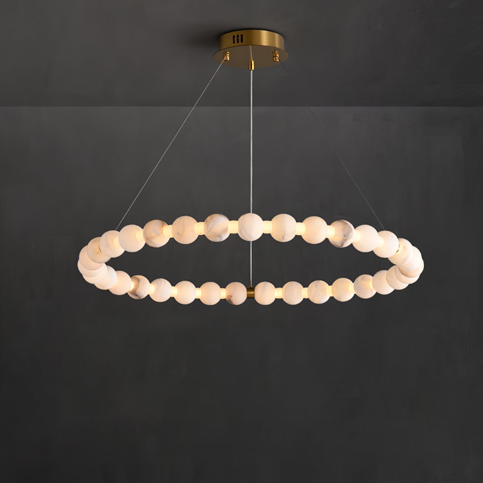 Alabaster Orb Ring Chandelier - ∅ 31.5″ x H 2.4″Gold & WhiteWarm LightCyranlamps