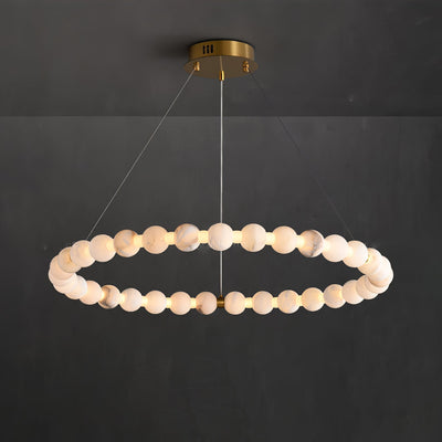 Alabaster Orb Ring Chandelier - ∅ 39.4″ x H 2.4″Gold & WhiteWarm LightCyranlamps